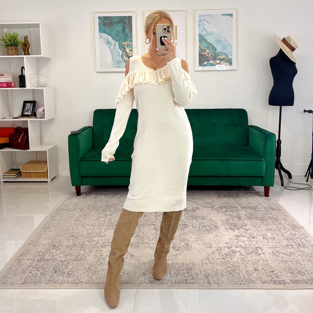 🔥GORGEOUS Say What Ivory Knitted Dress. Size 3x.